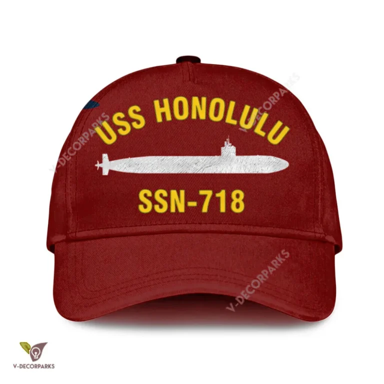 Uss Honolulu Ssn-718 Classic Baseball Cap Gift For Navy Veteran, Custom Print/embroidered Us Navy Ships Classic Cap