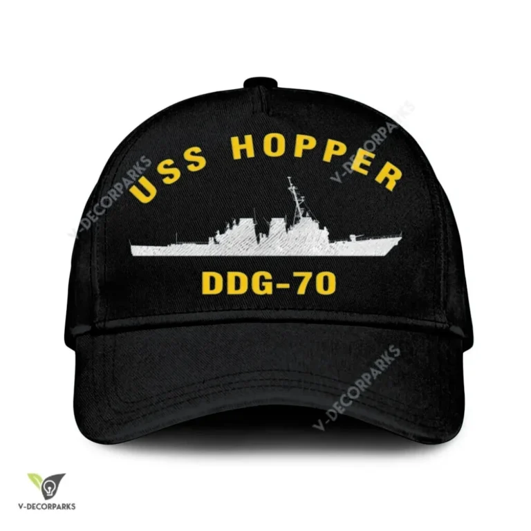 Uss Hopper Ddg-70 Classic Baseball Cap Gift For Navy Veteran, Custom Print/embroidered Us Navy Ships Classic Cap