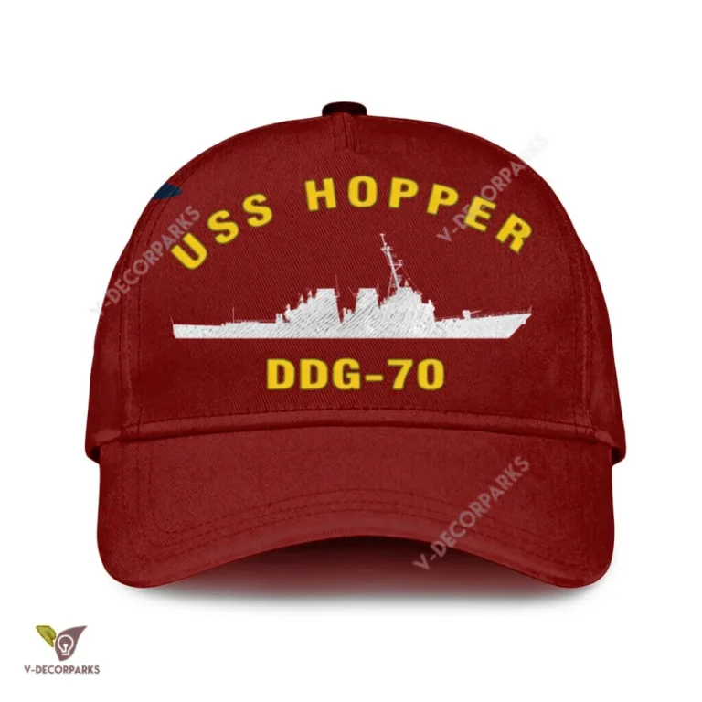 Uss Hopper Ddg-70 Classic Baseball Cap Gift For Navy Veteran, Custom Print/embroidered Us Navy Ships Classic Cap