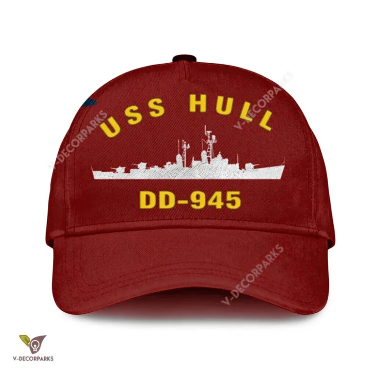 Uss Hull Dd-945 Classic Baseball Cap Gift For Navy Veteran, Custom Print/embroidered Us Navy Ships Classic Cap