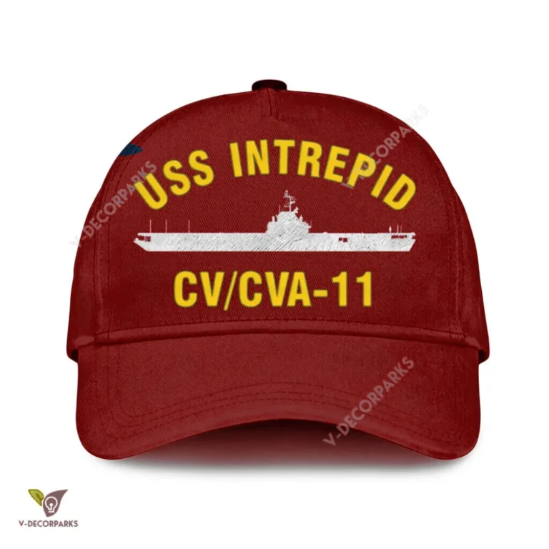 Uss Intrepid Cvcva-11 Classic Baseball Cap Gift For Navy Veteran, Custom Print/embroidered Us Navy Ships Classic Cap