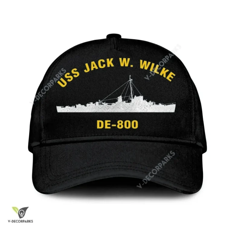 Uss Jack W. Wilke De-800 Classic Baseball Cap Gift For Navy Veteran, Custom Print/embroidered Us Navy Ships Classic Cap
