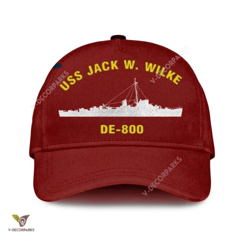Uss Jack W. Wilke De-800 Classic Baseball Cap Gift For Navy Veteran, Custom Print/embroidered Us Navy Ships Classic Cap