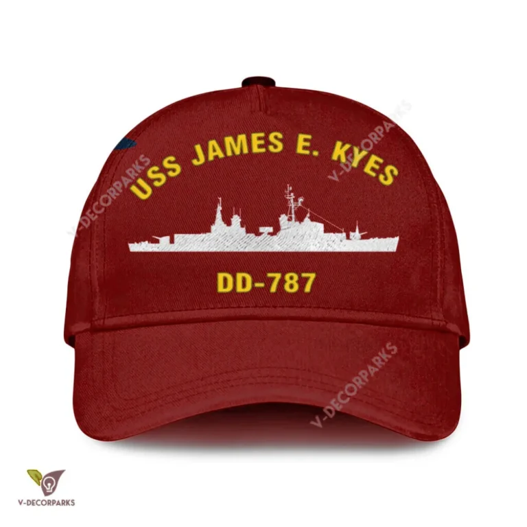 Uss James E. Kyes Dd-787 Classic Baseball Cap Gift For Navy Veteran, Custom Print/embroidered Us Navy Ships Classic Cap