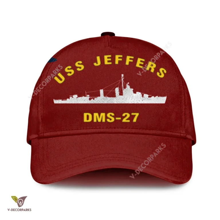 Uss Jeffers Dms-27 Classic Baseball Cap Gift For Navy Veteran, Custom Print/embroidered Us Navy Ships Classic Cap