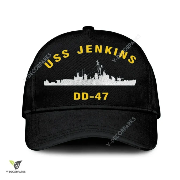Uss Jenkins Dd-447 Classic Baseball Cap Gift For Navy Veteran, Custom Print/embroidered Us Navy Ships Classic Cap
