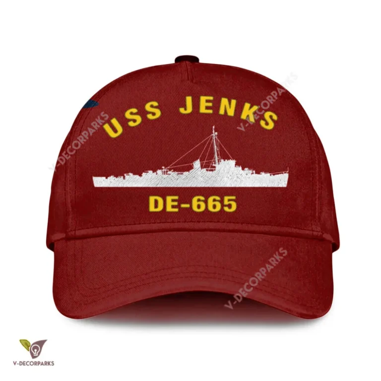 Uss Jenks De-665 Classic Baseball Cap Gift For Navy Veteran, Custom Print/embroidered Us Navy Ships Classic Cap