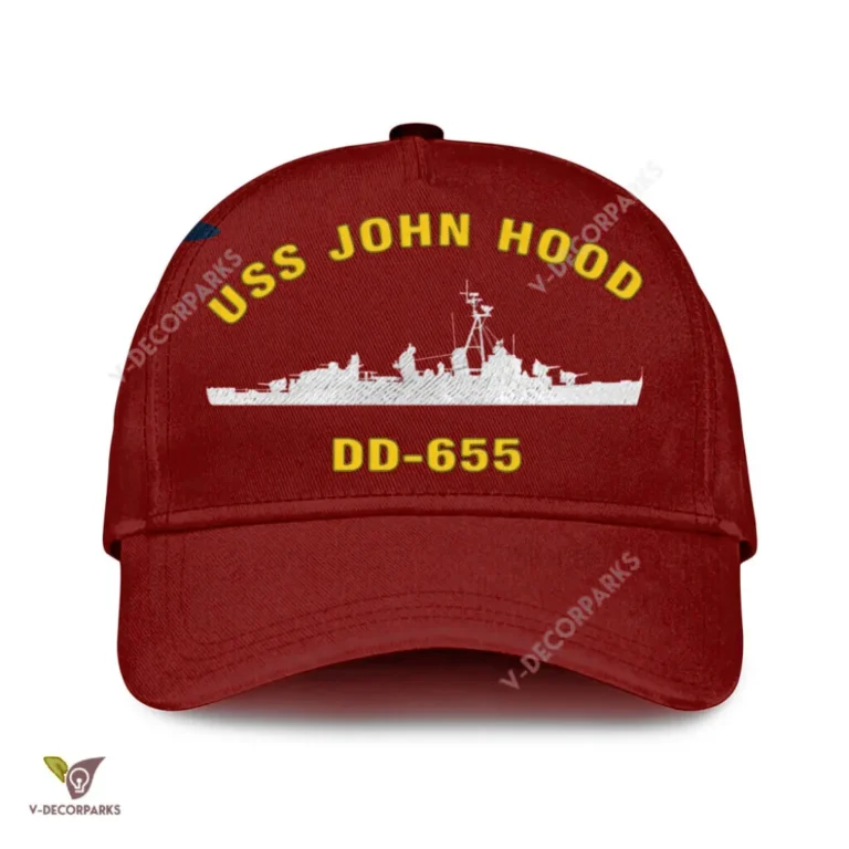 Uss John Hood Dd-655 Classic Baseball Cap Gift For Navy Veteran, Custom Print/embroidered Us Navy Ships Classic Cap