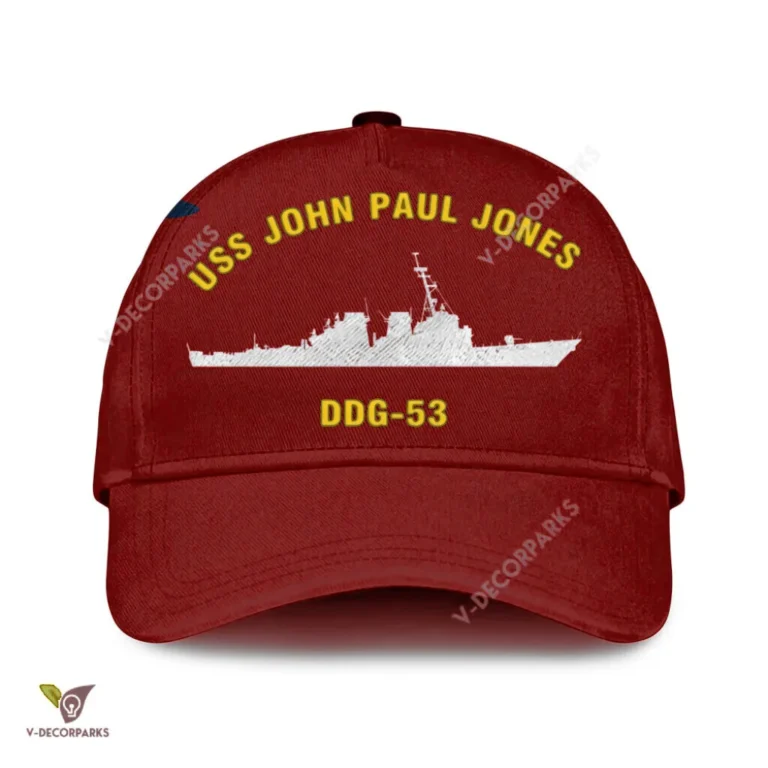 Uss John Paul Jones Ddg-53 Classic Baseball Cap Gift For Navy Veteran, Custom Print/embroidered Us Navy Ships Classic Cap