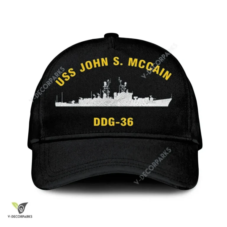 Uss John S. Mccain Ddg-36 Classic Baseball Cap Gift For Navy Veteran, Custom Print/embroidered Us Navy Ships Classic Cap
