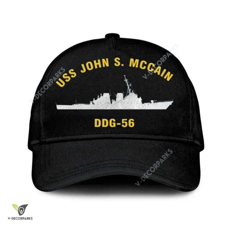 Uss John S. Mccain Ddg-56 Classic Baseball Cap Gift For Navy Veteran, Custom Print/embroidered Us Navy Ships Classic Cap