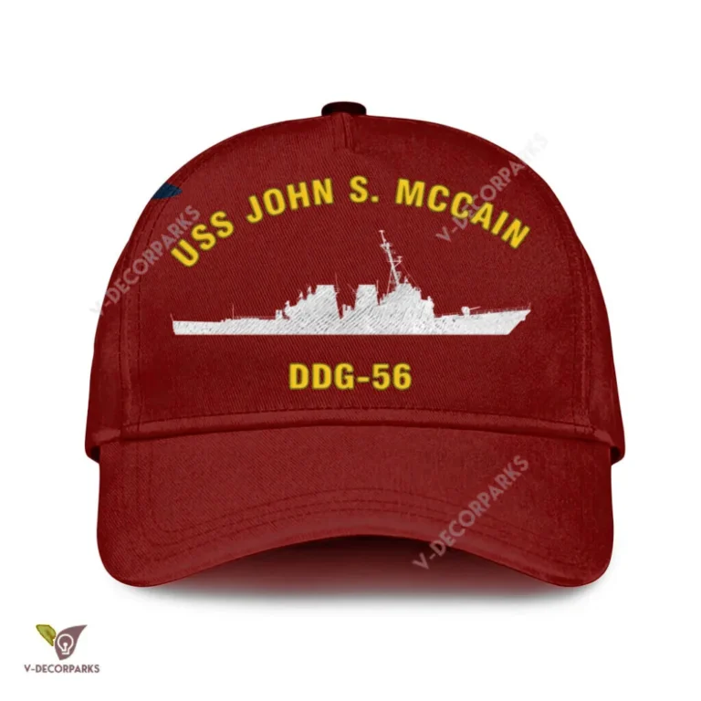 Uss John S. Mccain Ddg-56 Classic Baseball Cap Gift For Navy Veteran, Custom Print/embroidered Us Navy Ships Classic Cap