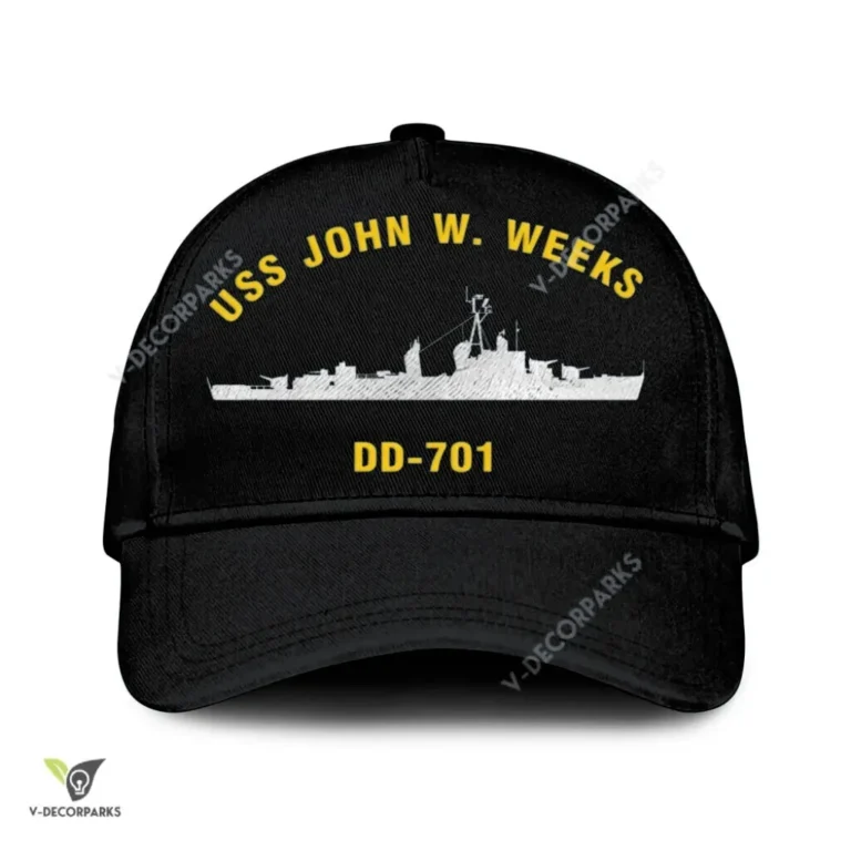 Uss John W. Weeks Dd-701 Classic Baseball Cap Gift For Navy Veteran, Custom Print/embroidered Us Navy Ships Classic Cap