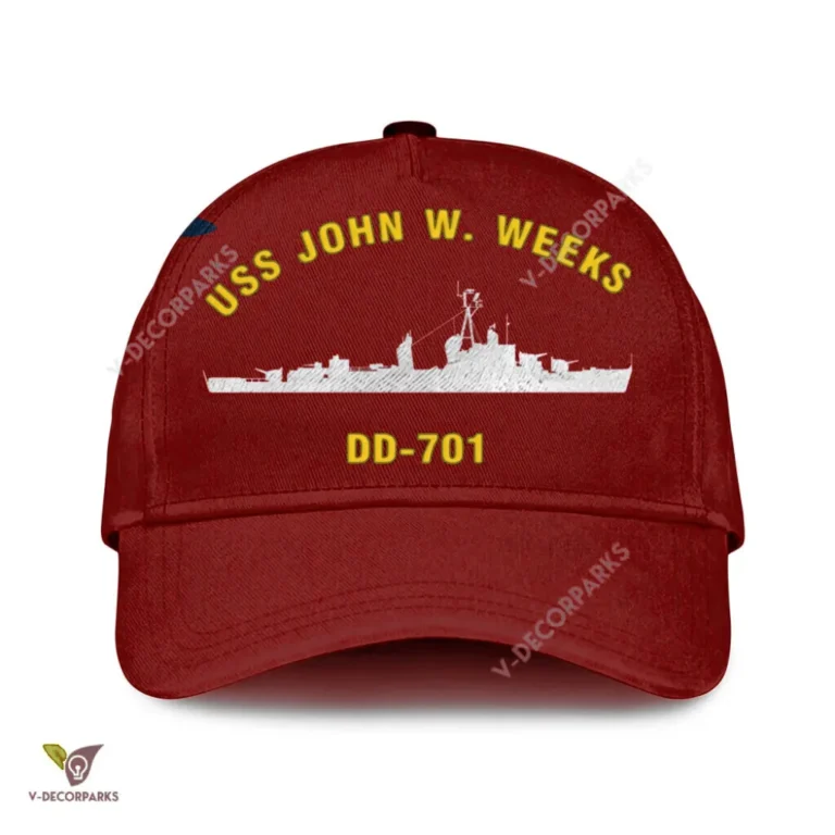 Uss John W. Weeks Dd-701 Classic Baseball Cap Gift For Navy Veteran, Custom Print/embroidered Us Navy Ships Classic Cap