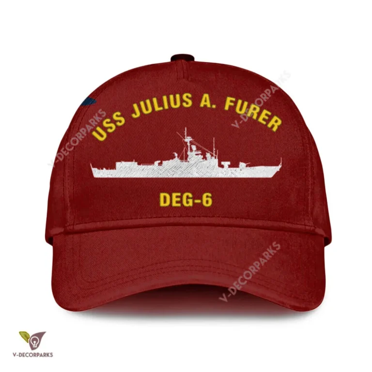 Uss Julius A. Furer Deg-6 Classic Baseball Cap Gift For Navy Veteran, Custom Print/embroidered Us Navy Ships Classic Cap