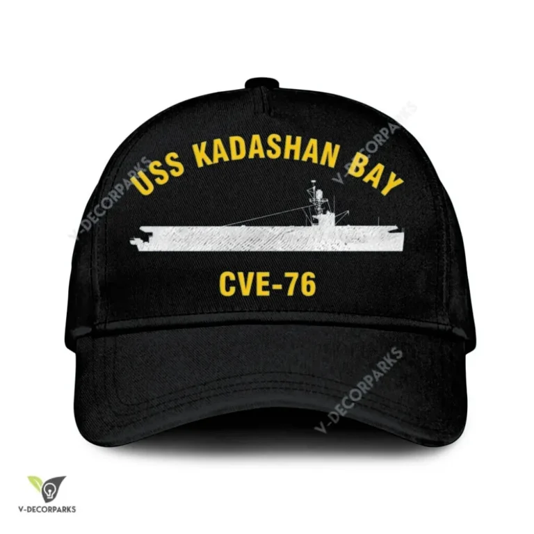 Uss Kadashan Bay Cve-76 Classic Baseball Cap Gift For Navy Veteran, Custom Print/embroidered Us Navy Ships Classic Cap