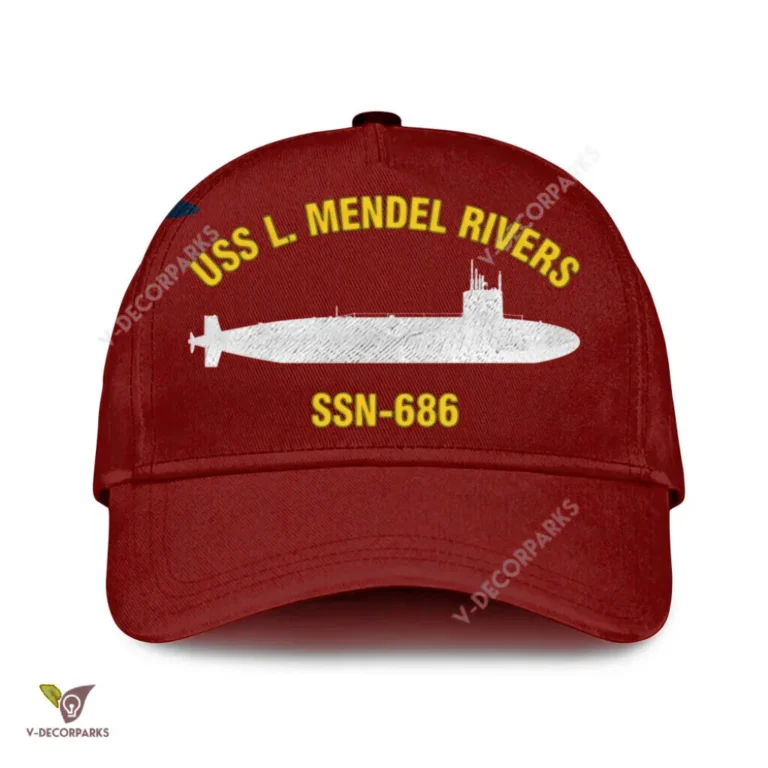 Uss L. Mendel Rivers Ssn-686 Classic Baseball Cap Gift For Navy Veteran, Custom Print/embroidered Us Navy Ships Classic Cap