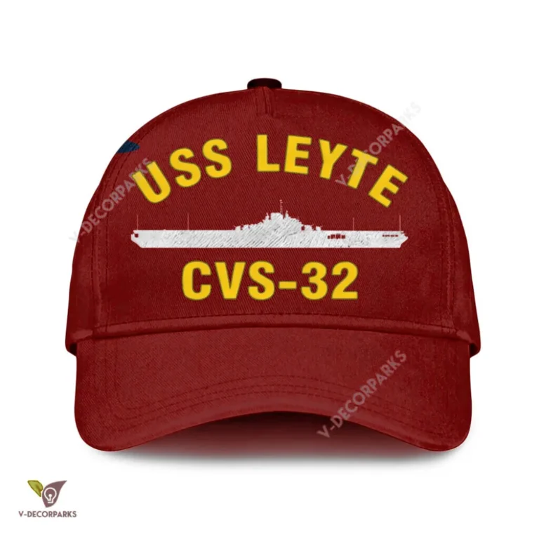Uss Leyte Cvs-32 Classic Baseball Cap Gift For Navy Veteran, Custom Print/embroidered Us Navy Ships Classic Cap