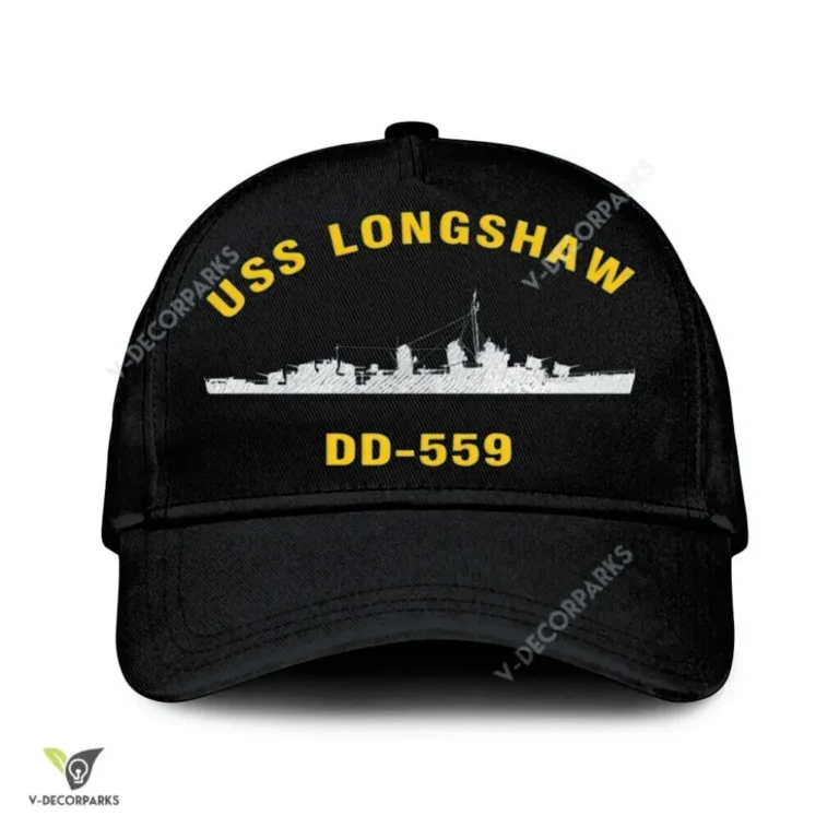 Uss Longshaw Dd-559 Classic Baseball Cap Gift For Navy Veteran, Custom Print/embroidered Us Navy Ships Classic Cap