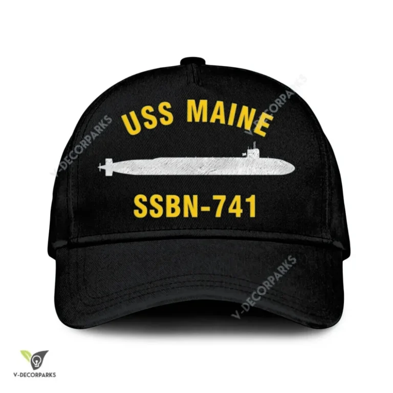 Uss Maine Ssbn-741 Classic Baseball Cap Gift For Navy Veteran, Custom Print/embroidered Us Navy Ships Classic Cap