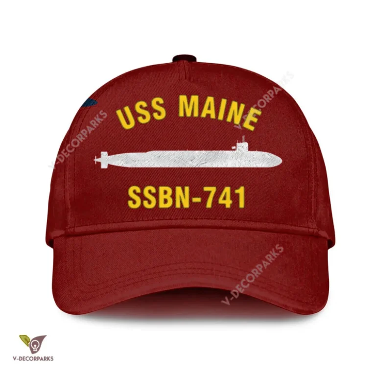 Uss Maine Ssbn-741 Classic Baseball Cap Gift For Navy Veteran, Custom Print/embroidered Us Navy Ships Classic Cap