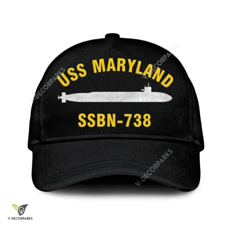 Uss Maryland Ssbn-738 Classic Baseball Cap Gift For Navy Veteran, Custom Print/embroidered Us Navy Ships Classic Cap