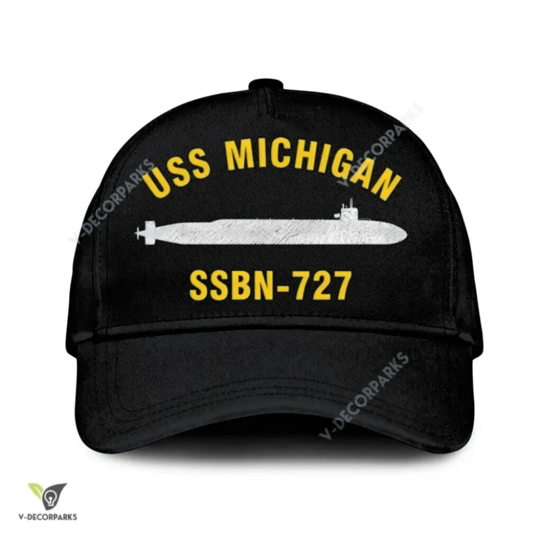 Uss Michigan Ssbn-727 Classic Baseball Cap Gift For Navy Veteran, Custom Print/embroidered Us Navy Ships Classic Cap