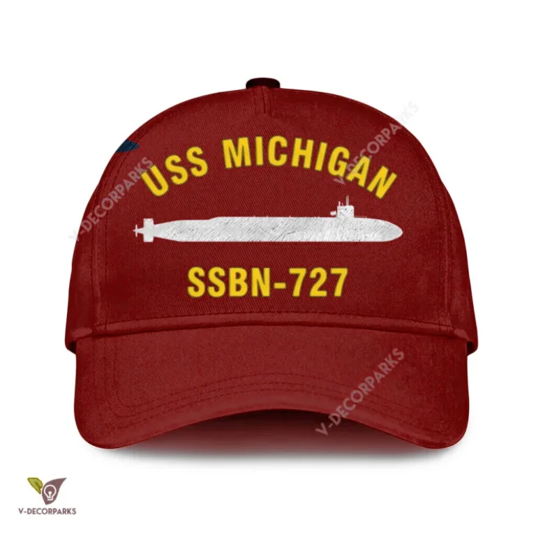 Uss Michigan Ssbn-727 Classic Baseball Cap Gift For Navy Veteran, Custom Print/embroidered Us Navy Ships Classic Cap