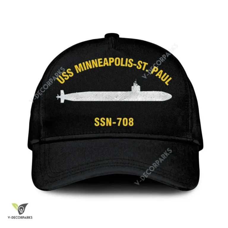 Uss Minneapolis - St. Paul Ssn-708 Classic Baseball Cap Gift For Navy Veteran, Custom Print/embroidered Us Navy Ships Classic Cap