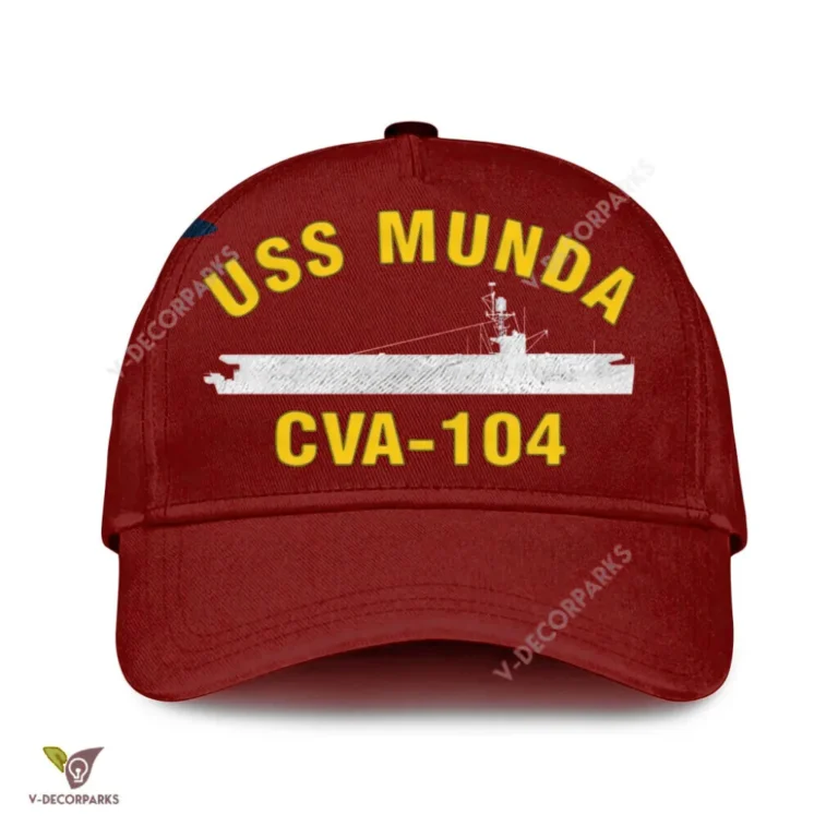 Uss Munda Cve-104 Classic Baseball Cap Gift For Navy Veteran, Custom Print/embroidered Us Navy Ships Classic Cap