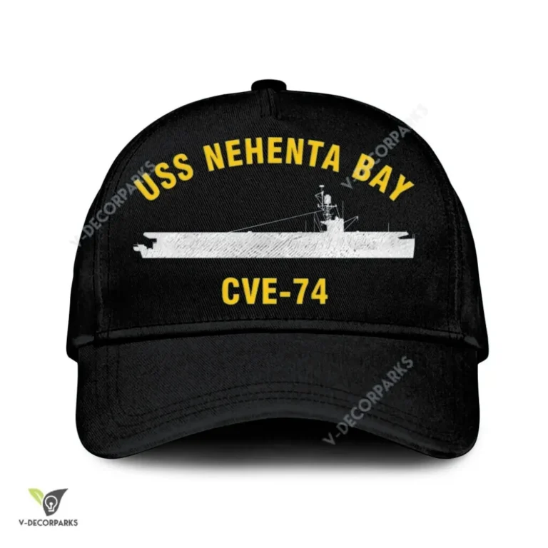 Uss Nehenta Bay Cve-74 Classic Baseball Cap Gift For Navy Veteran, Custom Print/embroidered Us Navy Ships Classic Cap