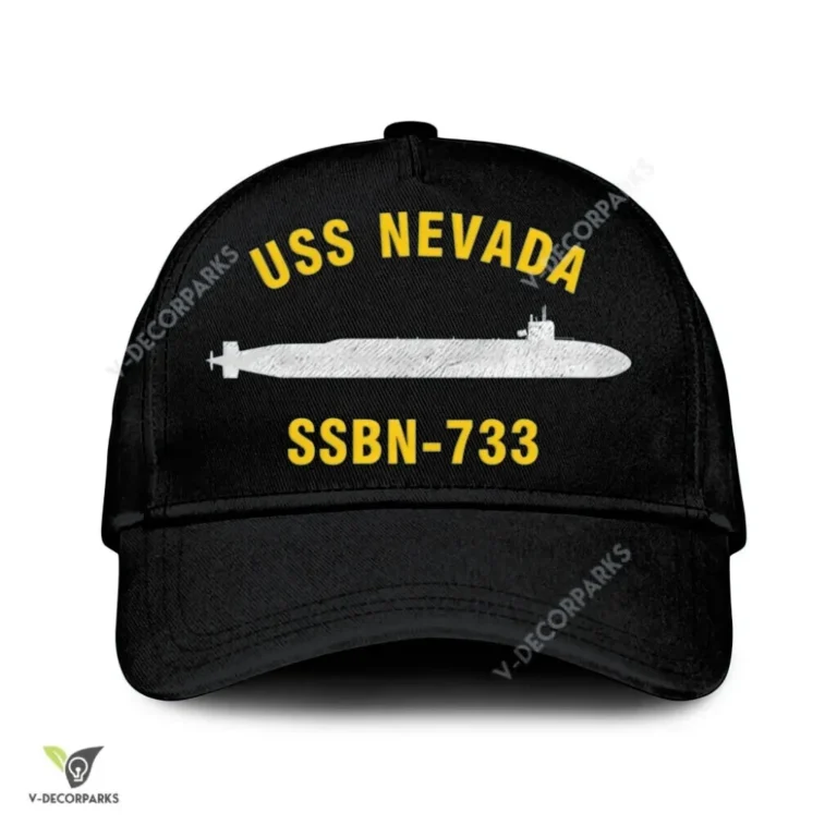 Uss Nevada Ssbn-733 V2 Classic Baseball Cap Gift For Navy Veteran, Custom Print/embroidered Us Navy Ships Classic Cap