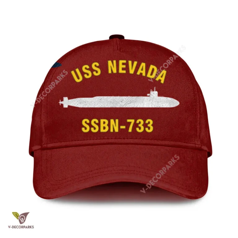 Uss Nevada Ssbn-733 V2 Classic Baseball Cap Gift For Navy Veteran, Custom Print/embroidered Us Navy Ships Classic Cap