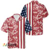 Modelo Hawaiian Shirt For Men - Red White Tropical Floral American Flag - Patriotic Summer Beach Gift