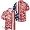 Bud Light Hawaiian Shirt For Men - Red White Tropical Floral American Flag - Patriotic Beach Vacation Gift