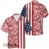 Budweiser Hawaiian Shirt For Men - Red White Tropical Floral Us Flag - Patriotic Summer Beach Gift
