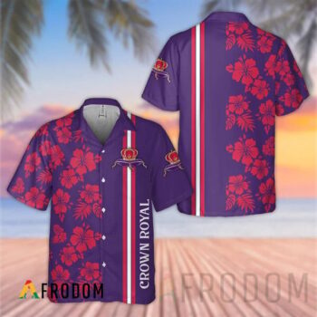 Personalized Crown Royal Hawaiian Shirt For Men - Tropical Floral Stripe Pattern - Custom Summer Beach Gift