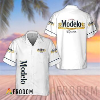 Basic Modelo Especial Beer Hawaiian Shirt For Men - White Style - Casual Streetwear Golf Outfit