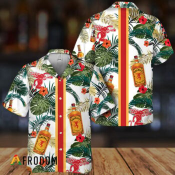 Fireball Whisky Hawaiian Shirt For Men - Tropical Floral Stripe Pattern - Casual Golf Summer Outfit For Husband