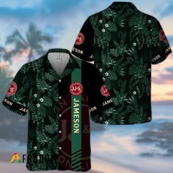 Jameson Whiskey Hawaiian Shirt For Men - Midnight Green Tropical Leaves - Casual Streetwear Gift