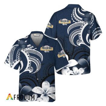 Modelo Hawaiian Shirt For Men - Polynesian Floral Spirit Navy - Casual Streetwear Golf Outfit