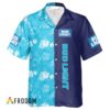 Bud Light Hawaiian Shirt For Men - Tropical Floral Blue & Navy Split - Summer Beach Vacation Outfit