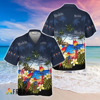 Modelo Hawaiian Shirt For Men - Pacific Legend Parrot Tropical Navy - Summer Beach Vacation Gift