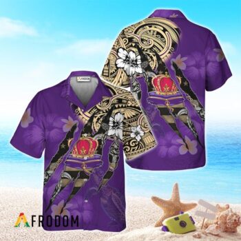 Crown Royal Hawaiian Shirt For Men - Polynesian Tattoo Tropical Purple - Summer Beach Vacation Gift