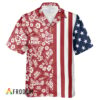 Bud Light Hawaiian Shirt For Men - Red White Tropical Floral American Flag - Patriotic Beach Vacation Gift