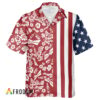 Budweiser Hawaiian Shirt For Men - Red White Tropical Floral Us Flag - Patriotic Summer Beach Gift