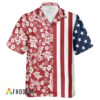 Pabst Blue Ribbon Hawaiian Shirt For Men - Red White Tropical Floral Us Flag - Patriotic Casual Gift