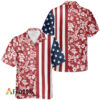 Pabst Blue Ribbon Hawaiian Shirt For Men - Red White Tropical Floral Us Flag - Patriotic Casual Gift