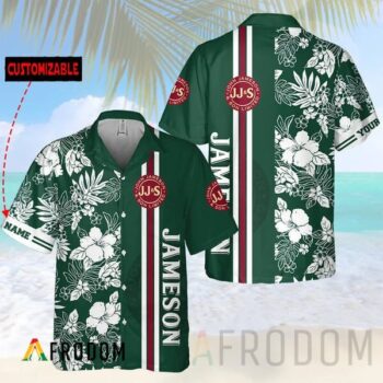 Personalized Jameson Whiskey Hawaiian Shirt For Men - Tropical Floral Stripe Pattern - Custom Summer Outfit
