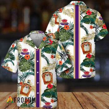 Crown Royal Hawaiian Shirt For Men - Tropical Floral Stripe Pattern - Summer Beach Vacation Gift For Dad